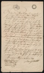 Document manuscrit, signé par Moses Goldschmidt, daté du 23 janvier 1839