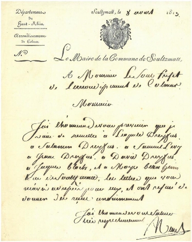 Les Juifs de Soulzmatt refusent de payer pour la poursuite des guerres napoléoniennes  (1813)