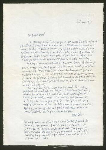 Albert Cohen à Joseph Kessel: "Je suis un écrivain tout français, un arbre de Judée dans la forêt française" (1973)