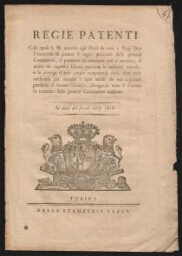Regie Patenti - In data del primo marzo 1816