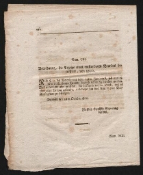 Verordnung, die zu frühen Beerdigungen betreffend, von 1800 - Ordonnance concernant les funérailles précoces, datée du 21 octobre 1800
