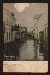 Carte postale représentant une rue de Kaunas inondée, datée du 6 mars 1926