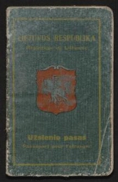 Uzsienio pasas - Passeport pour l'étranger de Judelis Sidrerisus et de son épouse Ida (1928)