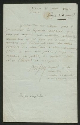 Le député Boissy d'Anglas demande communication du mémoire justificatif du directeur  des achats  Lipman Calmer , accusé de haute trahison  8 mai 1793