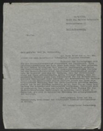 Lettre tapuscrite adressée à Dr. Walther Rothschild, datée du 12 juin 1933