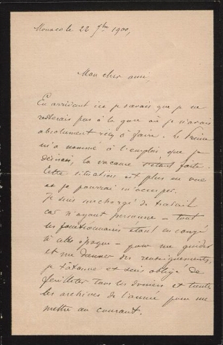 Ferdinand Dominique Forzinetti, ancien Directeur de la prison du Cherche-Midi, écrit à Alfred Dreyfus (1900)
