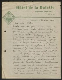 Lettre manuscrite de Jacqueline adressée à Hella (Lobstein), datée du 21 août 1936