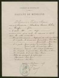 Abraham Scemama est inscrit en doctorat à la faculté de médecine de Montpellier (1907)