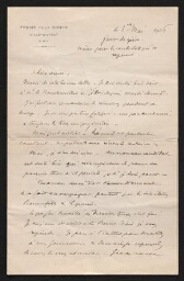 Lettre manuscrite d'Edmond Gast, adressée à Melle Cabarrus, datée du 1er mai 1906