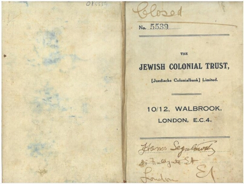 M. James Segulowitz, Jewish Colonial Trust