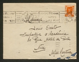 Lettre imprimée du Groupe des Amis de Paul Fort adressée à M. Louis Onéto, annonçant le rétablissement du poète, et carte de visite de Paul Fort jointe