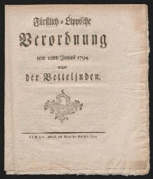Ordonnance princière concernant les mendiants juifs (1794)