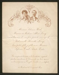 Henriette Lévy et Sylvain  (Salomon) Taïb se marient à la synagogue de la rue Buffault (1904)