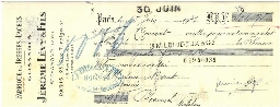 Mandat de 104,75 Francs de la Société Jérome Lévy & Fils adressé à M. Raut, daté du 30 juin 1931