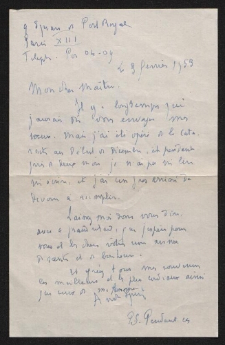 André Spire adresse ses vœux à son "maître" (1953)