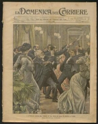 La Domenica del Corriere - Journal imprimé avec illustration en une de l'attentat contre Max Nordau, daté du 3 janvier 1904
