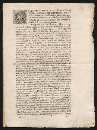 Du droit d'un parent juif de déshériter un enfant converti (1699)