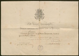 Attribution du titre de Protecteur par la Société Centrale des Sauveteurs de Belgique au Caïd Moumou de Nathan Samama (1869)