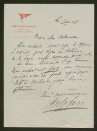 Lettre manuscrite de Illisible Cohen adressée à Salomon Salama, datée du 12 novembre 1928