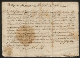 Francesco Rapacciolo ses edilli en dih e comm Generale - Laissez passer du Pape au laitier, daté du 9 juin 1643 (ou 1645)