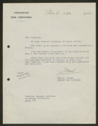 Lettre tapuscrite de Pierre Viénot adressée à Jacques Lobstein, datée du 6 juin 1936