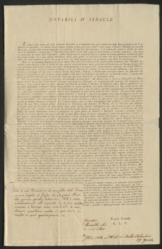 Les  Juifs demandent le  rétablissement de  leur ancien statut,   mai 1818