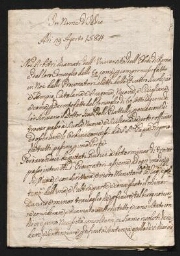 Document manuscrit, daté d'août 1584