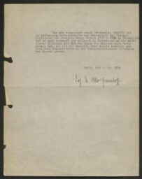 Lettre tapuscrite du Dr. Otto Grauttof, datée du 1er décembre 1934