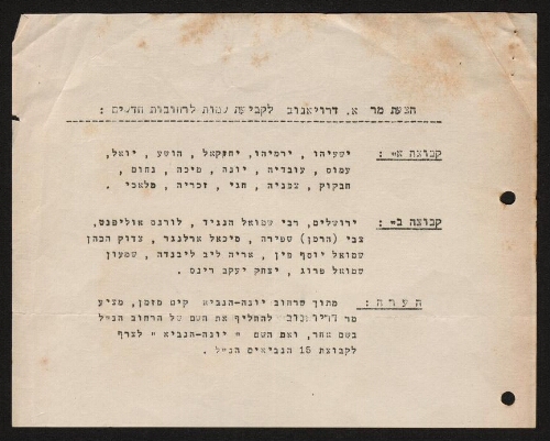 Yehouda Nedivi, correspond avec le service municipal de Tel-Aviv au sujet de l'attribution des noms de rue (1933)