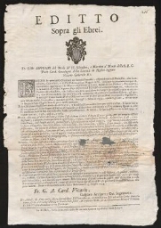 Edito Sopra gli Ebrei, daté du 13 juillet 1745