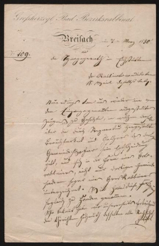 Lettre manuscrite de Illisible adressée à illisible, datée du 7 mars 1850