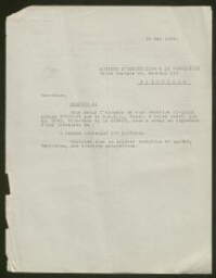 Lettre tapuscrite de la Société d'Importation et de Commission, datée du 16 mai 1949