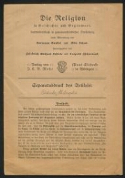 Die Religion in Geschichte und Gegenmart, daté de l'année 1910