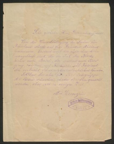 Circulaire du Bureau du 2°Congrès sioniste sur l'élection des délégués russes , avec deux reçus au dos, sd (1898)