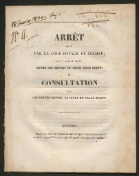 La succession litigieuse de Léon Rueff  15 septembre 1829