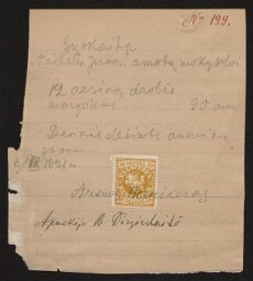 Série de factures d'un orphelinat de Kaunas - Une facture manuscrite datée du 6 septembre 1921