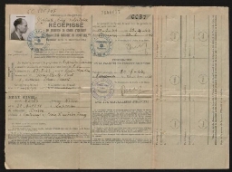 Récepissé de demande de carte d'identité de travailleur agricole ou industriel au nom de Nison Nesis, valable du 30 janvier 1944 au 29 octobre 1944