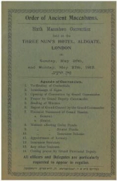 Order of Ancient Maccabaens - Sixième Convention des Maccabaens, tenue à Londres les 26 et 27 mai 1912