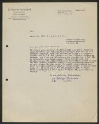 Lettre tapuscrite du Dr. Walther Rothschild adressée au Dr. Otto Grautoff, datée du 5 avril 1933
