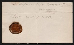 Document manuscrit, daté du 19 avril 1882