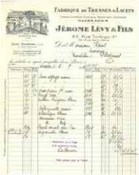 Facture de la société Jérome Lévy & Fils adressée à M. Raut, datée du 16 septembre 1938