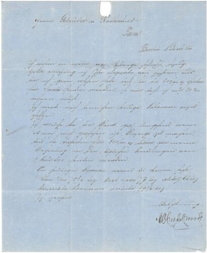 Lettre manuscrite de Goldschmid adressée à G. von Rothschild (1857)