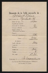 Décompte de la solde mensuelle de sous-lieutenant Nesis, datée du 30 novembre 1945
