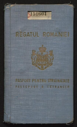 Pasport Pentru Strainatate - Passeport à l'étranger de Roumanie au nom de Nesis Nison, délivré le 24 juillet 1936