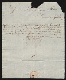Lettre manuscrite de J. S. Coppenhaguen adressée à Janni B. L. Fould, datée du 6 septembre 1812