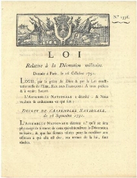 La décoration militaire et les lettres seront les mêmes pour tous les officiers, quelle que soit leur religion (1791)