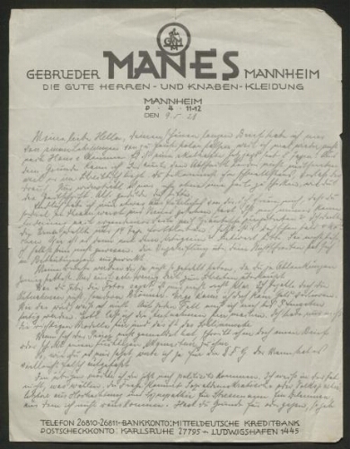 Lettre manuscrite adressée à Hella (Lobstein), datée du 9 mai 1928