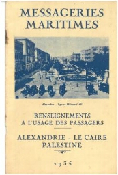le bateau pour  Alexandrie, Le Caire, Palestine, brochure datée de l'année 1935