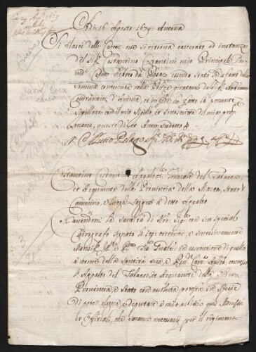 Document manuscrit concernant la libération de David Coen, représentant de l'adjucateur général du tabac et de l'eau de vie de la paroisse, daté du 16 août 1679