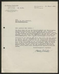 Lettre tapuscrite du Dr. Walther Rothschild adressée au Dr. Otto Grautoff, datée du 12 janvier 1933